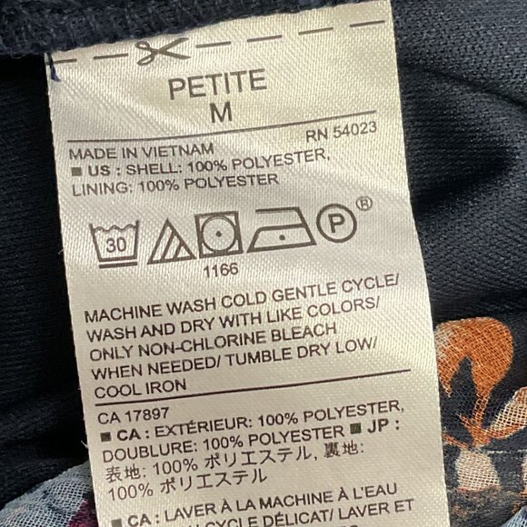 Banana Republic Navy Floral Chiffon Midi Dress | Size -Medium Petite - Picture 5 of 5